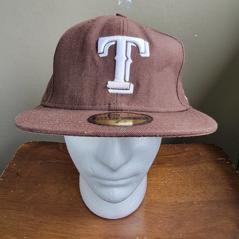 New Era Texas Rangers Mens Fitted 59fifty Hat Size 7¾ Brown